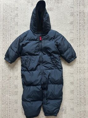 GAP Baby Navy Puffer bunting with Red Trim